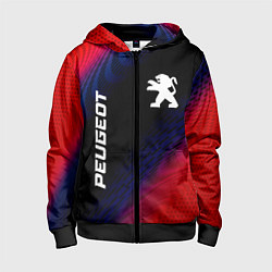 Толстовка на молнии детская Peugeot красный карбон, цвет: 3D-черный
