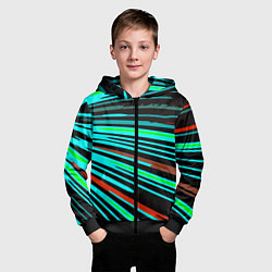 Толстовка на молнии детская Расходящиеся неоновые лучи, цвет: 3D-черный — фото 2