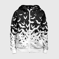 Толстовка на молнии детская Black and white bat pattern, цвет: 3D-белый