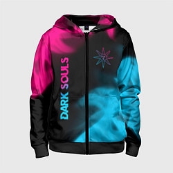Толстовка на молнии детская Dark Souls - neon gradient: надпись, символ, цвет: 3D-черный