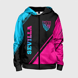 Толстовка на молнии детская Sevilla - neon gradient: надпись, символ, цвет: 3D-черный