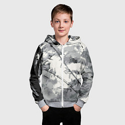 Толстовка на молнии детская Белый мрамом, цвет: 3D-меланж — фото 2
