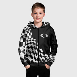 Толстовка на молнии детская SsangYong racing flag, цвет: 3D-черный — фото 2