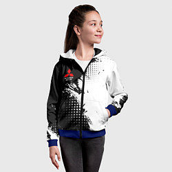 Толстовка на молнии детская Mitsubishi - черно-белая абстракция, цвет: 3D-синий — фото 2