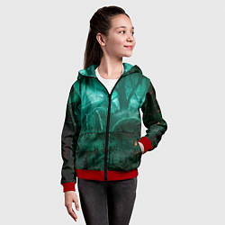 Толстовка на молнии детская Причал у болота, цвет: 3D-красный — фото 2