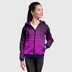 Толстовка на молнии детская Абстрактный мозаичный черно - пурпурный узор, цвет: 3D-синий — фото 2