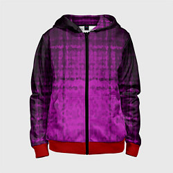Толстовка на молнии детская Абстрактный мозаичный черно - пурпурный узор, цвет: 3D-красный