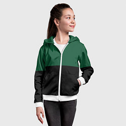 Толстовка на молнии детская Серьёзный Зелёный, цвет: 3D-белый — фото 2