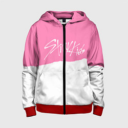 Толстовка на молнии детская Stray Kids pink and white, цвет: 3D-красный