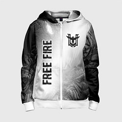Толстовка на молнии детская Free Fire glitch на светлом фоне: надпись, символ, цвет: 3D-белый