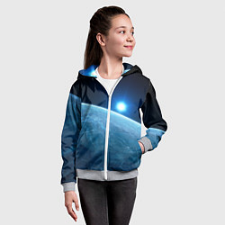 Толстовка на молнии детская Яркая звезда над горизонтом - космос, цвет: 3D-меланж — фото 2