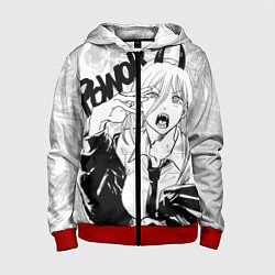 Толстовка на молнии детская Пауэр - Человек-бензопила, цвет: 3D-красный