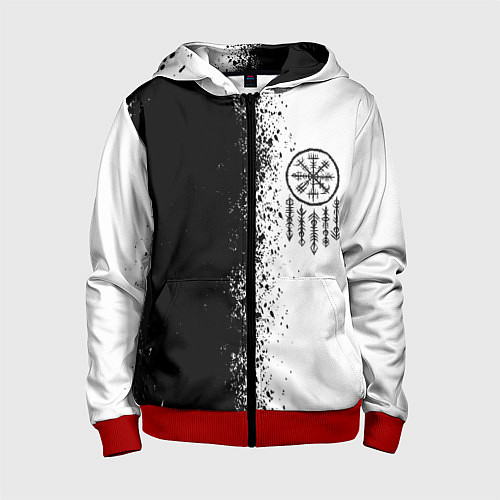 Детская толстовка на молнии Северный компас Вегвизир / 3D-Красный – фото 1