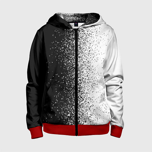 Детская толстовка на молнии Брызги красок - Черно-белый / 3D-Красный – фото 1