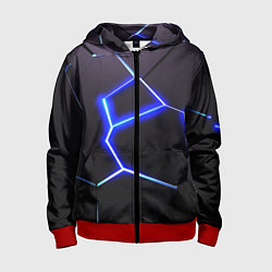 Толстовка на молнии детская Неоновый разлом плит, цвет: 3D-красный
