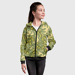 Толстовка на молнии детская Винтажные ветви оливок, цвет: 3D-черный — фото 2