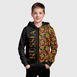 Толстовка на молнии детская Хохлома-символ России, цвет: 3D-черный — фото 2