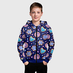 Толстовка на молнии детская Новогоднее печение, цвет: 3D-синий — фото 2
