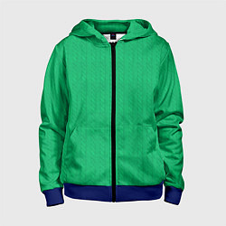 Толстовка на молнии детская Зеленый вязаный свитер, цвет: 3D-синий