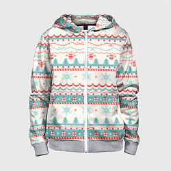 Толстовка на молнии детская Новогодний свитер, но без оленей, цвет: 3D-меланж