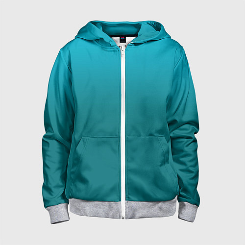 Детская толстовка на молнии Градиент бирюзовый / 3D-Меланж – фото 1
