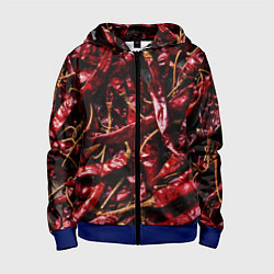 Толстовка на молнии детская Перчики чили, цвет: 3D-синий