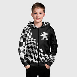 Толстовка на молнии детская Peugeot racing flag, цвет: 3D-черный — фото 2
