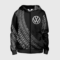 Толстовка на молнии детская Volkswagen tire tracks, цвет: 3D-черный