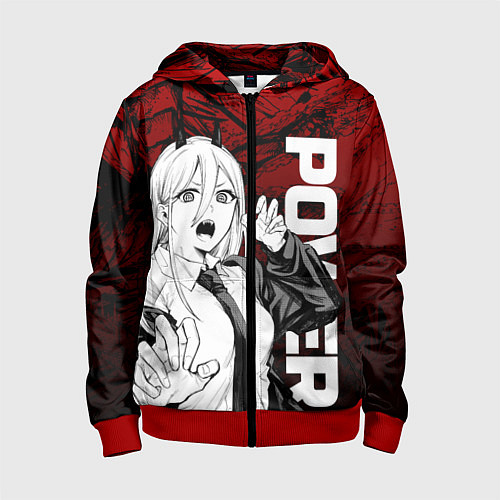 Детская толстовка на молнии Пауэр : Человек-бензопила / 3D-Красный – фото 1