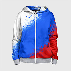 Толстовка на молнии детская Флаг России - триколор, цвет: 3D-меланж