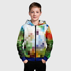 Толстовка на молнии детская Пиксельная абстракция, цвет: 3D-синий — фото 2