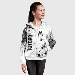 Толстовка на молнии детская Totoro glitch на светлом фоне: надпись, символ, цвет: 3D-белый — фото 2