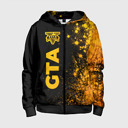Толстовка на молнии детская GTA - gold gradient: по-вертикали, цвет: 3D-черный