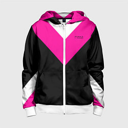 Толстовка на молнии детская FIRM черный с розовой вставкой, цвет: 3D-белый