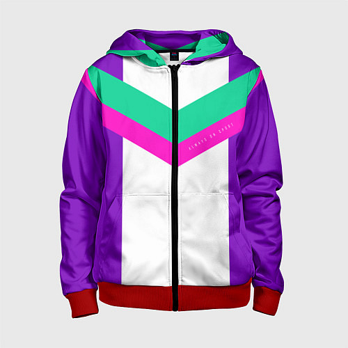 Детская толстовка на молнии Always in sports сиреневый / 3D-Красный – фото 1