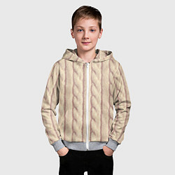 Толстовка на молнии детская Светлый вязаный свитер, цвет: 3D-меланж — фото 2