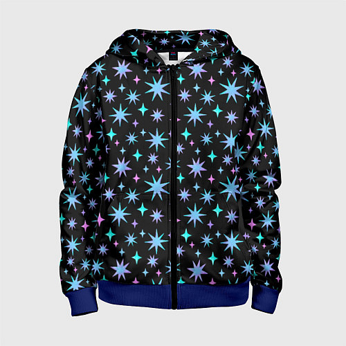 Детская толстовка на молнии Зимние цветные звезды / 3D-Синий – фото 1