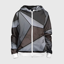 Толстовка на молнии детская Металлическая геометрическая броня, цвет: 3D-белый