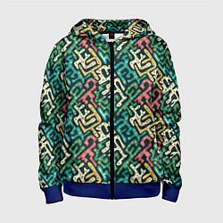 Толстовка на молнии детская Граффити абстрактные фигуры, цвет: 3D-синий