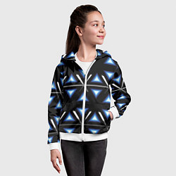 Толстовка на молнии детская Синие треугольники, цвет: 3D-белый — фото 2