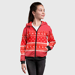 Толстовка на молнии детская Праздничный красный свитер, цвет: 3D-черный — фото 2
