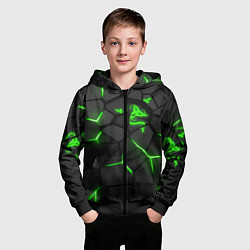 Толстовка на молнии детская Razer green neon, цвет: 3D-черный — фото 2