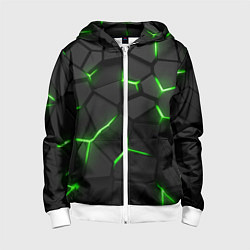 Толстовка на молнии детская Green neon steel, цвет: 3D-белый