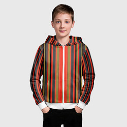 Толстовка на молнии детская Вертикальные полосы в оранжево-коричневых тонах, цвет: 3D-белый — фото 2