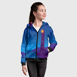 Толстовка на молнии детская Маяк в ночи, цвет: 3D-черный — фото 2