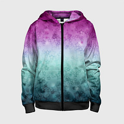 Толстовка на молнии детская Градиентный узор звезды розово-бирюзовый, цвет: 3D-черный