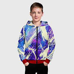 Толстовка на молнии детская Синие и фиолетовые мазки краски, цвет: 3D-красный — фото 2