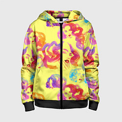 Толстовка на молнии детская Радужные девушки, цвет: 3D-черный