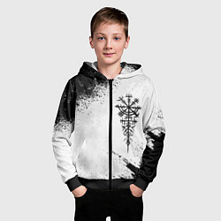 Толстовка на молнии детская Дерзкий рунический компас, цвет: 3D-черный — фото 2