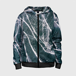 Толстовка на молнии детская Ледяные трещины на замерзшем море, цвет: 3D-черный
